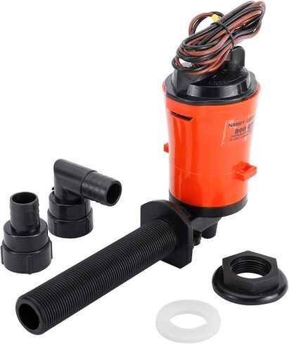 YaeMarine 12V 800gph Livewell Baitwell Pumps Live Bait Tank Aerator Pump Submersible Cartridge Boat Bilge Pump in Kuwait