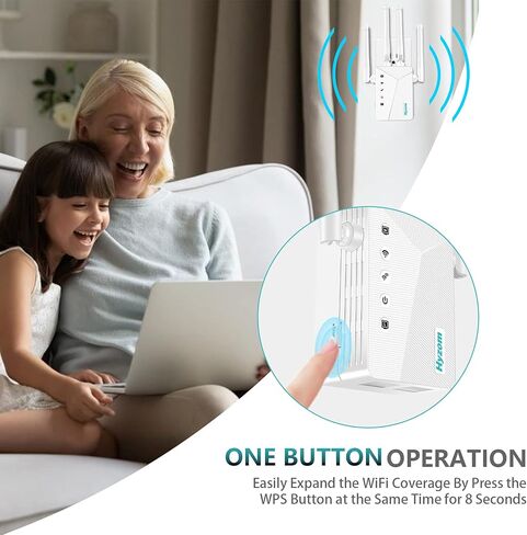 Latest WiFi Extender Signal Booster - up to 50% Faster Than Ever Long Range Internet Boosters and Signal Amplifier for Home, Wireless Repeater w/Ethernet Port & AP Mode - 1 Click Easy Setup in Kuwait