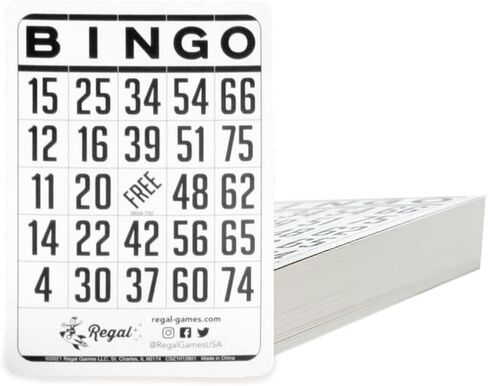 Regal Bingo - بطاقات بينجو كلاسيكية - عدد 200 بطاقة - مقاس 6.125 بوصة × 4.17 بوصة - أبيض in Saudi Arabia