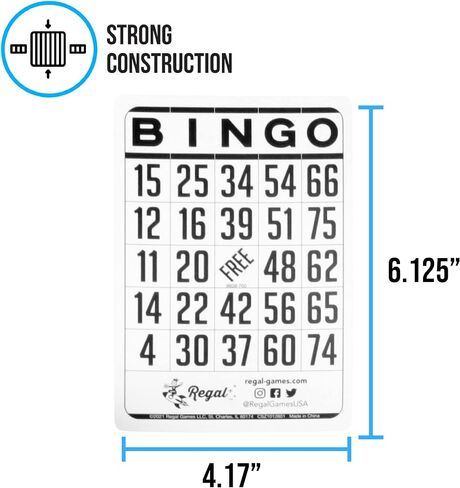 Regal Bingo - بطاقات بينجو كلاسيكية - عدد 200 بطاقة - مقاس 6.125 بوصة × 4.17 بوصة - أبيض in Saudi Arabia