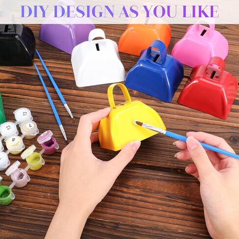 Fuyamp 72 قطعة من أجراس البقرة صانعة الضوضاء مع مقبض، جرس بقرة معدني صغير 3 بوصة، أجراس البقر الإيقاعية اليدوية للأحداث الرياضية، ألعاب كرة القدم، حفلة عيد الميلاد، هتاف الزفاف (9 ألوان) in Kuwait