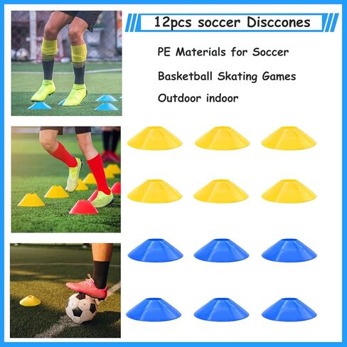 Soccer Agility Training Equipment Set, Football Accessories 12 Rung 20Ft Agility Ladder, 12 Disc Cones, Solo Soccer Trainer, Shin Guards - Speed Training Equipment Gifts for boy Girls in Kuwait