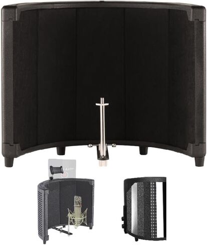 New Microphone Isolation Shield Vocal Studio Recording Booth With Phone Holder, studio equipment for recording music at home, Portable Soundproof Cover for Blue Yeti and Any Condenser Microphone in Saudi Arabia