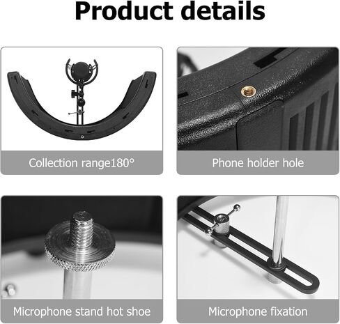 New Microphone Isolation Shield Vocal Studio Recording Booth With Phone Holder, studio equipment for recording music at home, Portable Soundproof Cover for Blue Yeti and Any Condenser Microphone in Saudi Arabia