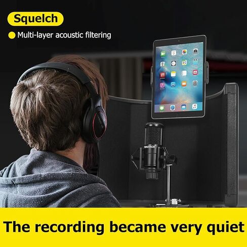New Microphone Isolation Shield Vocal Studio Recording Booth With Phone Holder, studio equipment for recording music at home, Portable Soundproof Cover for Blue Yeti and Any Condenser Microphone in Saudi Arabia