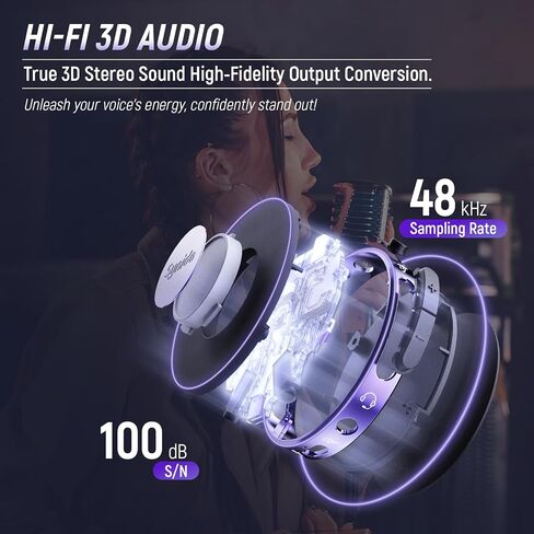 Audio Interface Portable Music Recording Audio Interface 24-bit 48 kHz Live Streaming while Charging Comes with Cable USB Audio Converter for iPhone, iPad, Android, Mac and PC in Kuwait