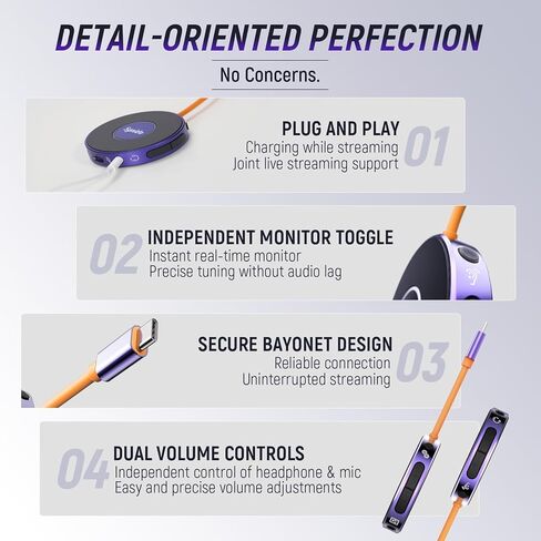 Audio Interface Portable Music Recording Audio Interface 24-bit 48 kHz Live Streaming while Charging Comes with Cable USB Audio Converter for iPhone, iPad, Android, Mac and PC in Kuwait