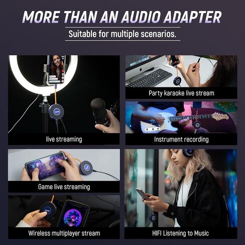 Audio Interface Portable Music Recording Audio Interface 24-bit 48 kHz Live Streaming while Charging Comes with Cable USB Audio Converter for iPhone, iPad, Android, Mac and PC in Kuwait