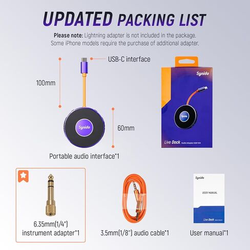 Audio Interface Portable Music Recording Audio Interface 24-bit 48 kHz Live Streaming while Charging Comes with Cable USB Audio Converter for iPhone, iPad, Android, Mac and PC in Kuwait