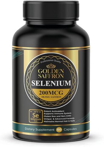 Golden Saffron Selenium (200mcg Selenium & 88.5 mg Saffron Extract) - to Support Overall Health, Non-GMO, Gluten Free, Dairy Free, with Unique and Advanced Formula – Made in USA & Tasteless. in Saudi Arabia