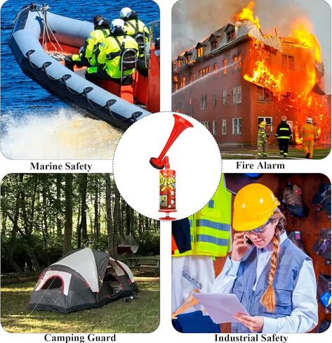 بوق هوائي بمضخة دفع يدوي، بوق هوائي من الألومنيوم محمول من HELESIN، بوق نفخ خالٍ من الغاز، صوت عالٍ للتحذير في حالات الطوارئ، وركوب القوارب، والتخييم، ومستلزمات الحفلات، وهدايا الاحتفال بعيد الميلاد in Kuwait