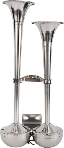 WerkWeit Dual Boat Horns12V Marine Boat Trumpet Horn Polished Stainless Steel Marine Horn, Low and High Tone, with Stainless Steel Adjustable Trumpet Support in Kuwait