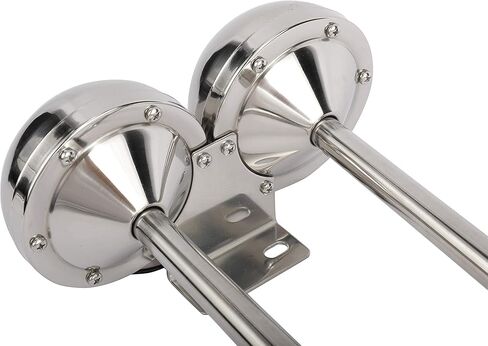 WerkWeit Dual Boat Horns12V Marine Boat Trumpet Horn Polished Stainless Steel Marine Horn, Low and High Tone, with Stainless Steel Adjustable Trumpet Support in Kuwait