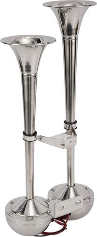 WerkWeit Dual Boat Horns12V Marine Boat Trumpet Horn Polished Stainless Steel Marine Horn, Low and High Tone, with Stainless Steel Adjustable Trumpet Support in Kuwait