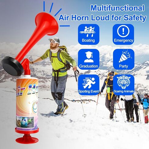 Handpush Pump Blast Air Horn，HELESIN Handheld Aluminum Air Horn, Gas Free Blow Horn Loud Sound for Emergency Warning, Boating, Camping, Party Supplies, Xmas Holiday Celebration Favors in Saudi Arabia