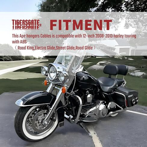 TIGERSGATE 12" Ape Hangers Cables Touring Extended Clutch Cable & CAN-Bus & TBW Wires & Brake Line for 2008-2013 Harley Touring Road King/Electra Glide/Street Glide/Road Glide with ABS,Silver in Saudi Arabia