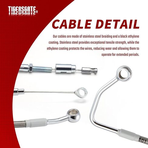 TIGERSGATE 12" Ape Hangers Cables Touring Extended Clutch Cable & CAN-Bus & TBW Wires & Brake Line for 2008-2013 Harley Touring Road King/Electra Glide/Street Glide/Road Glide with ABS,Silver in Saudi Arabia