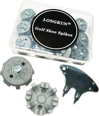 LONGKUN 28 قطعة برغي في مرابط الجولف البديلة لأحذية الجولف المسمار في مسامير الجولف لأحذية الجولف برغي معدني على مرابط الجولف مع قطعة واحدة من مفتاح مسامير الجولف (فضي) in Kuwait