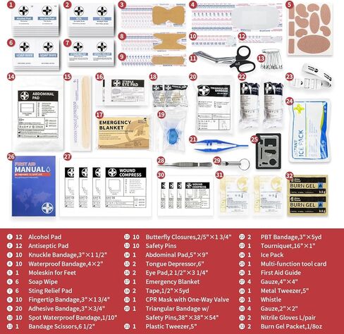مجموعة إسعافات أولية متوسطة الحجم مكونة من 149 قطعة من RHINO RESCUE، حافظة صلبة مقاومة للماء، حقيبة مستلزمات طبية طارئة للتخييم والمشي لمسافات طويلة والسيارة والسفر والمنزل والمكتب in Kuwait