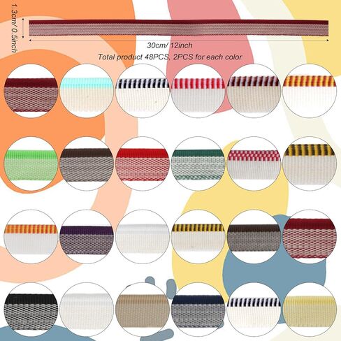 48 Pcs Book Binding Headbands, Bookbinding Endbands, Cotton Book Binding Cloth Kits, Book Binding Materials Kit for Beginners DIY Book Decor Repair Kit, Book Binding Kit Supplies, 11.8x0.5 Inch in Kuwait