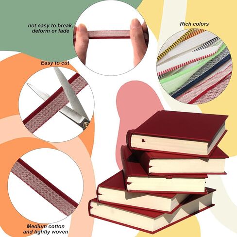 48 Pcs Book Binding Headbands, Bookbinding Endbands, Cotton Book Binding Cloth Kits, Book Binding Materials Kit for Beginners DIY Book Decor Repair Kit, Book Binding Kit Supplies, 11.8x0.5 Inch in Kuwait