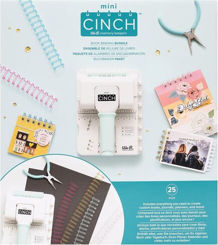 آلة تجليد الكتب We R Memory Keepers Mini Cinch، بيضاء، أداة صغيرة، تصميم سهل الاستخدام مع مسطرة، متوافقة مع الأسلاك أو الملفات الحلزونية، اصنع كتبًا احترافية وأجهزة الكمبيوتر المحمولة والتقويمات والمزيد in Kuwait