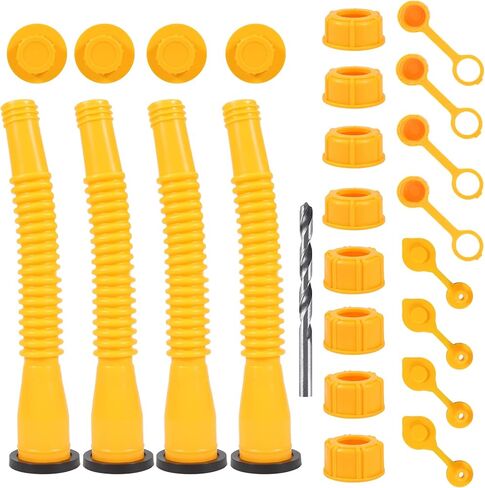 25 Pcs Gas Can Spout Replacement ，Gas Can Spout，Gas Cans，for 1/2/5/10 Gallon Gas Can Replacement of Old Style Includes Nozzle, Vent caps, Rubber Gasket, Drill bits, Auxiliary Base Cap in Saudi Arabia