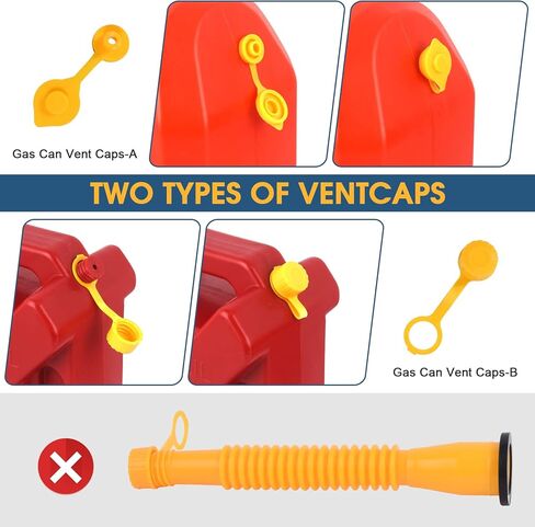 25 Pcs Gas Can Spout Replacement ，Gas Can Spout，Gas Cans，for 1/2/5/10 Gallon Gas Can Replacement of Old Style Includes Nozzle, Vent caps, Rubber Gasket, Drill bits, Auxiliary Base Cap in Saudi Arabia