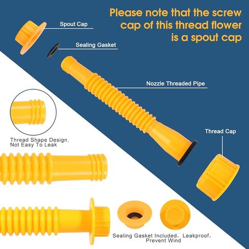25 Pcs Gas Can Spout Replacement ，Gas Can Spout，Gas Cans，for 1/2/5/10 Gallon Gas Can Replacement of Old Style Includes Nozzle, Vent caps, Rubber Gasket, Drill bits, Auxiliary Base Cap in Saudi Arabia