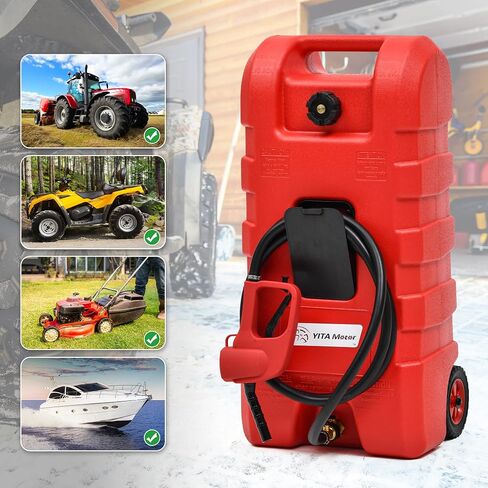 علبة وقود YITAMOTOR بسعة 15 جالون، خزان وقود محمول، خزان وقود ديزل بنزين مع فوهة نقل يدوية، حاوية وقود ديزل، أحمر in Kuwait
