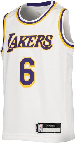 قميص Outerstuff Lebron James Los Angeles Lakers White #6 للأطفال الصغار بعيدًا عن Swingman in Kuwait