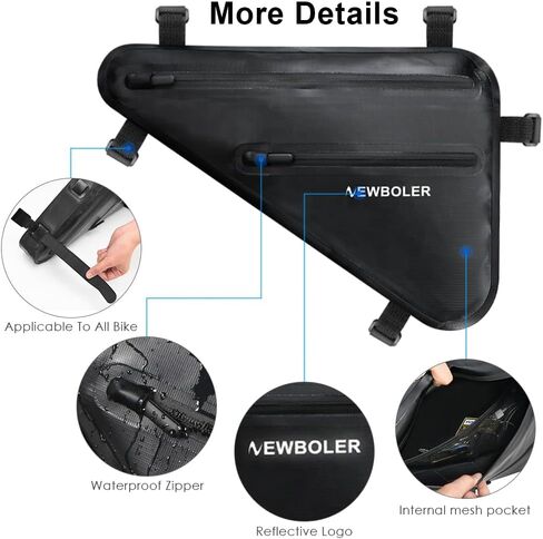NEWBOLER Bicycle Frame Bag - Triangle Bike Bag, 3.6L Waterproof Bicycle Triangle Bag with Two Side Pockets, Bike Frame Storage Bag, Bicycle Under Tube Bag for Mountain Road Bike Travel in Kuwait