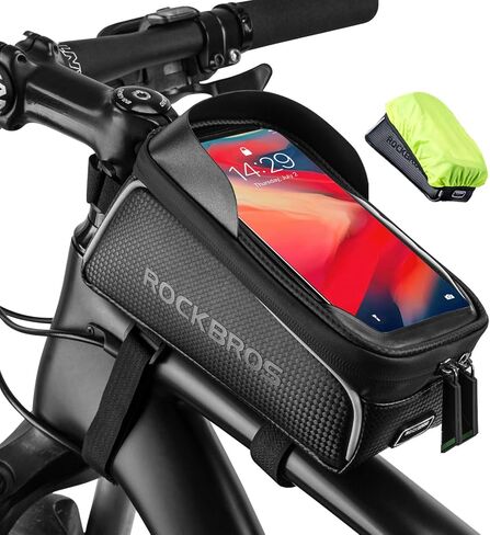 ROCKBROS Bike Bag Top Tube Waterproof Bicycle Frame Bag Touch Screen Bike Pouch Bike Cell Phone Holder for Iphone 12 11 7 8 Plus Xs Max Below 6.7" in Saudi Arabia