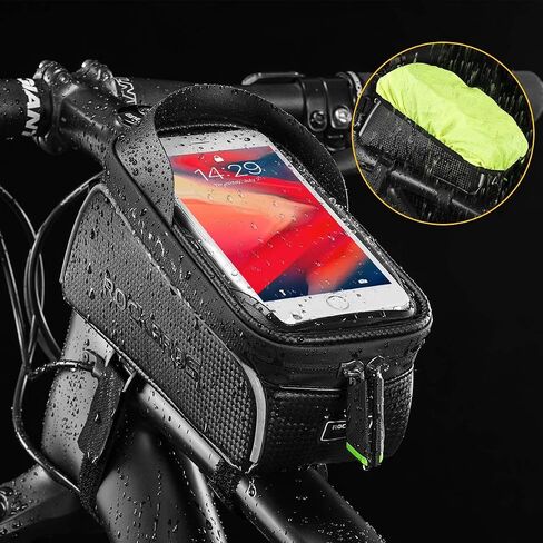 ROCKBROS Bike Bag Top Tube Waterproof Bicycle Frame Bag Touch Screen Bike Pouch Bike Cell Phone Holder for Iphone 12 11 7 8 Plus Xs Max Below 6.7" in Saudi Arabia
