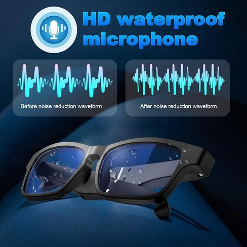 Smart Glasses, Bluetooth Glasses with Speakers One-Click Control Clear Calls Game and Anti-Blue Light Lenses - Intelligent Wireless Bluetooth Audio Glasses for Men Women (Black) in Saudi Arabia