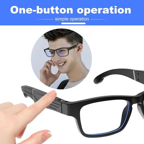 Smart Glasses, Bluetooth Glasses with Speakers One-Click Control Clear Calls Game and Anti-Blue Light Lenses - Intelligent Wireless Bluetooth Audio Glasses for Men Women (Black) in Saudi Arabia