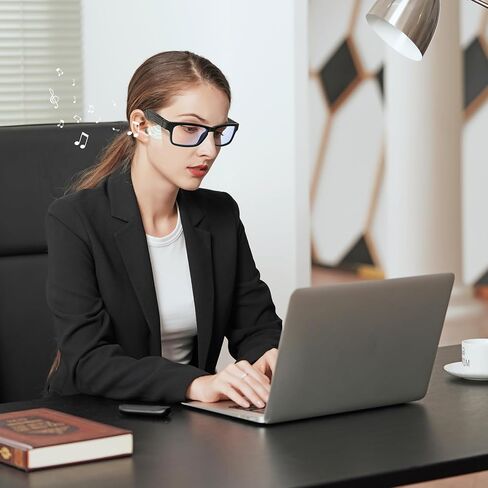 نظارات ذكية، نظارات بلوتوث مع مكبرات صوت للتحكم بنقرة واحدة في لعبة المكالمات الواضحة وعدسات مضادة للضوء الأزرق - نظارات صوت بلوتوث لاسلكية ذكية للرجال والنساء (أسود) in Kuwait