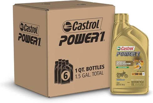 Castrol Power1 4T 5W-40 Full Synthetic Motorcycle Oil, 1 Quart, Pack of 6 in Saudi Arabia