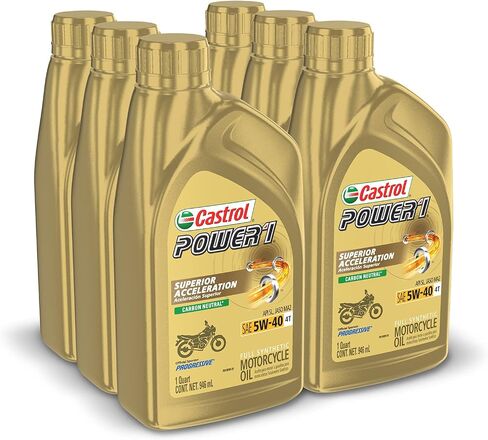 Castrol Power1 4T 5W-40 Full Synthetic Motorcycle Oil, 1 Quart, Pack of 6 in Saudi Arabia