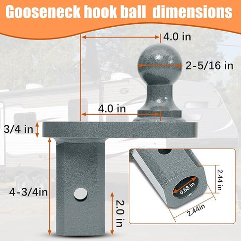 وصلات مقطورة معقوفة GNXA4085، وصلات مقطورة ثقيلة الأوفست، قطر 4 بوصات كرة أوفست 2-5/16 بوصة تعمل مع وصلات ربط معقوفة B&W، 20000 LB GTW/5000 LB VTW in Kuwait