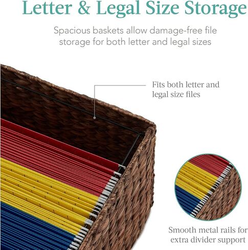Best Choice Products Vertical Rolling File Cabinet, Multipurpose Portable Water Hyacinth Basket Organizer for Home Office, Workspace w/Rubberwood Frame, Metal Sliders, Locking Caster Wheels - Mocha in Kuwait