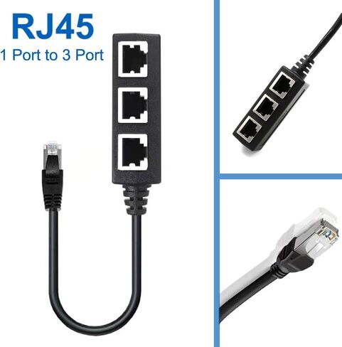 محول شبكة مقسم كابل إيثرنت RJ45، محول كابل مقسم إيثرنت 1 إلى 3 مناسب لـ Super Cat5، Cat5e، Cat6، Cat7 LAN محول مقبس إيثرنت مقسم LAN in Kuwait
