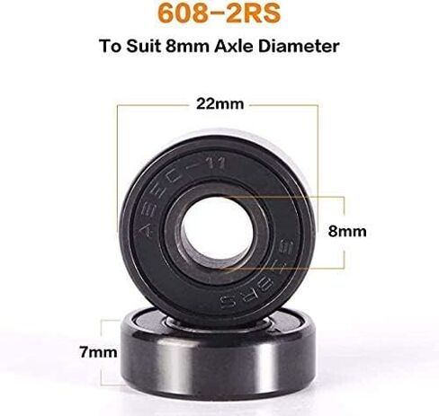 608RS Ball Bearings Skateboard Bearings Double Rubber Sealed Shielded Miniature Deep Groove Bearings 8 x 22 x7 for Bearings for Skateboards, Longboards, Inline Skates, Roller Skates, Spinners -8pcs in Kuwait