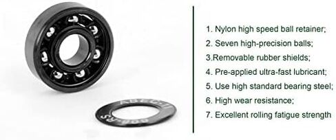 608RS Ball Bearings Skateboard Bearings Double Rubber Sealed Shielded Miniature Deep Groove Bearings 8 x 22 x7 for Bearings for Skateboards, Longboards, Inline Skates, Roller Skates, Spinners -8pcs in Kuwait