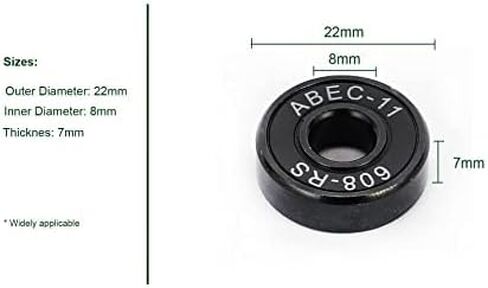 608RS Ball Bearings Skateboard Bearings Double Rubber Sealed Shielded Miniature Deep Groove Bearings 8 x 22 x7 for Bearings for Skateboards, Longboards, Inline Skates, Roller Skates, Spinners -8pcs in Kuwait