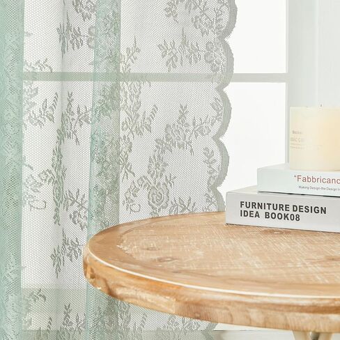 مجموعة توني ستائر شفافة من الدانتيل باللون الأزرق الفاتح - لوحات من الدانتيل الريفي بتصميم الأزهار 2 لغرفة المعيشة، 84 بوصة معالجة نافذة تصفية ضوء الشمس لغرفة النوم (52 × 84 بوصة، أزرق فاتح، لوحتان) in Kuwait