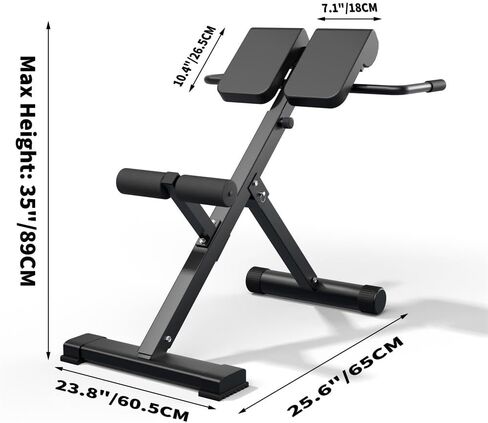 كرسي روماني Hyperextension بزاوية 45 درجة - ارتفاع وظهر قابلان للتعديل، قوي ومريح - تمارين العضلة الألوية وأوتار الركبة وعضلات البطن - مقعد رياضي قابل للطي للمنزل in Saudi Arabia