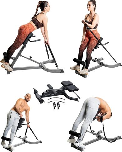 DARCON Hyperextension Bench Roman كرسي تمديد الظهر - مقعد تمديد خلفي قابل للتعديل، معدات التمارين المنزلية. تشتمل المجموعة على شريطين من الحبال ومقبضين in Kuwait