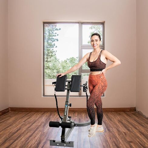 DARCON Hyperextension Bench Roman كرسي تمديد الظهر - مقعد تمديد خلفي قابل للتعديل، معدات التمارين المنزلية. تشتمل المجموعة على شريطين من الحبال ومقبضين in Kuwait
