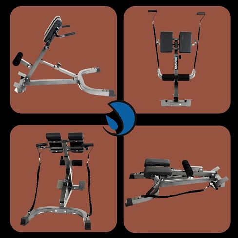 DARCON Hyperextension Bench Roman كرسي تمديد الظهر - مقعد تمديد خلفي قابل للتعديل، معدات التمارين المنزلية. تشتمل المجموعة على شريطين من الحبال ومقبضين in Kuwait